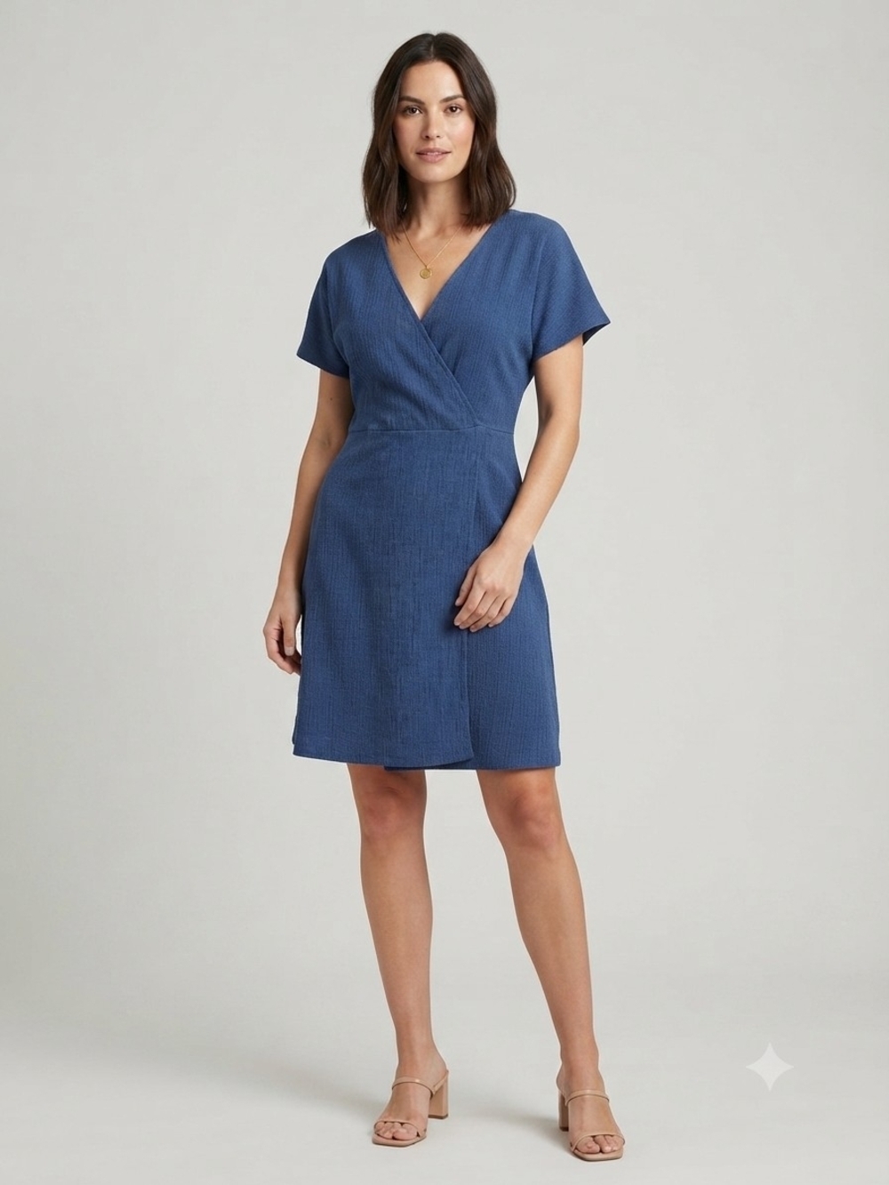 Madewell Blue Textured Faux Wrap Mini Dress Size Small